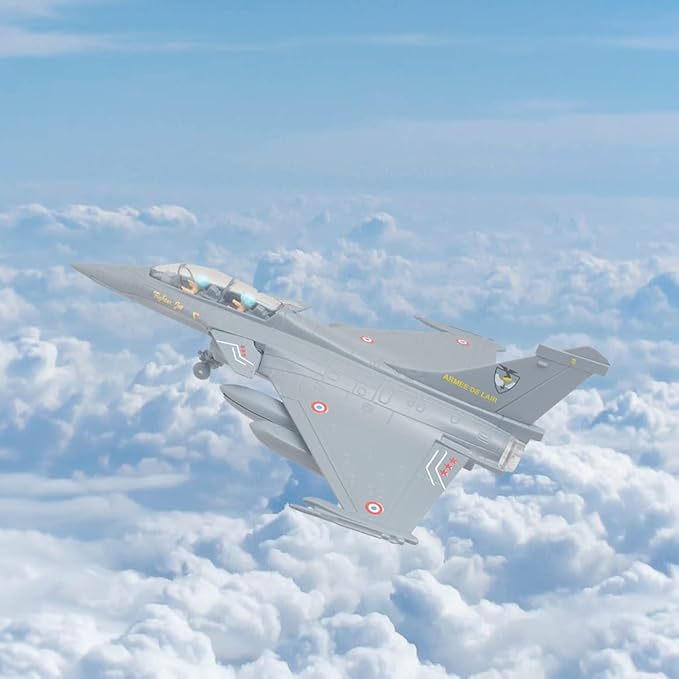 Ailejia Diecast Rafale Fighting Falcon Airplane Model Aircraft Army Air Force Toys Die Cast Military Plane Pull Back with Lights and Sounds (Rafale-Grey)