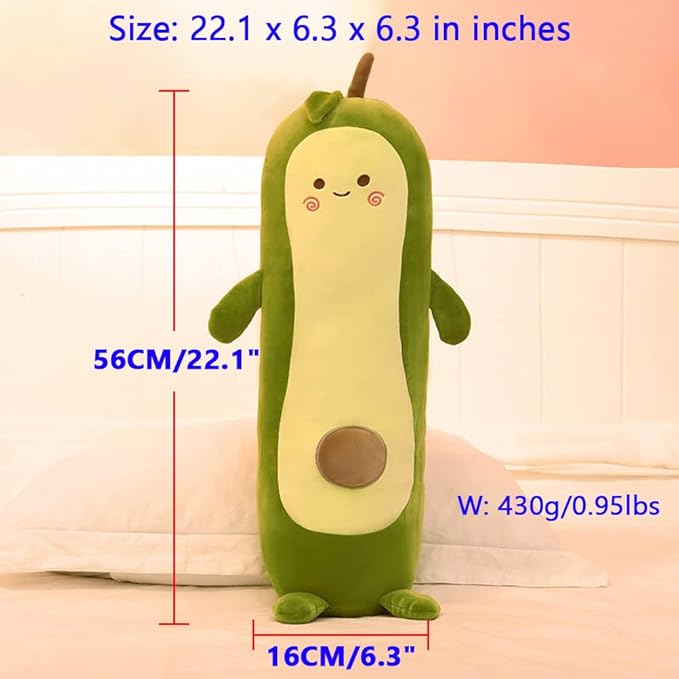 MMTTAO Long Avocado Stuffed Animal 22 Inch Plushies Squishy Snuggle Plush Toys Soft Kawaii Food Shaped Plushie Fruit Series Hugging Pillow Cushion Gift for Kids Boys Girls Home Bedroom Decor, 22Inches