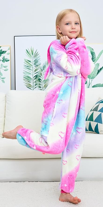 Kids Unicorn Onesie Pajamas One-Piece Cosplay Costume Animal Sleepwear Girls And Boys