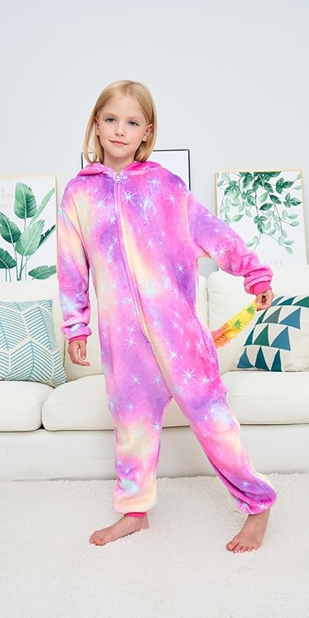 Kids Unicorn Onesie Pajamas One-Piece Cosplay Costume Animal Sleepwear Girls And Boys