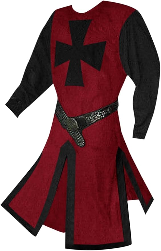 Runcati Mens Medieval Crusader Knights Tunic Renaissance Warrior Templar Cosplay Costumes Tops