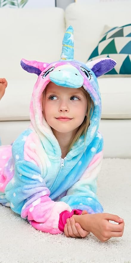Kids Unicorn Onesie Pajamas One-Piece Cosplay Costume Animal Sleepwear Girls And Boys