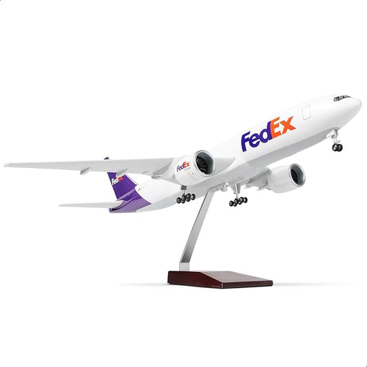 1/150 B777-300ER FedEx 18.5 inchs Large Diecast Airplane Model Kit with Stand - Collectible for Aviation Enthusiast Gift