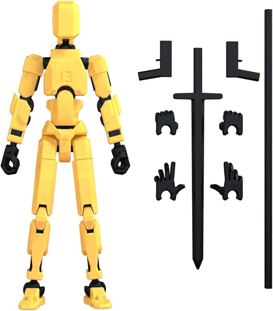 MerryXD T13 Action Figure,Assembly Completed Dummy Nova Titan Lucky 13 Action Figure 3D Printed Multi-Jointed Movable Toy Yellow