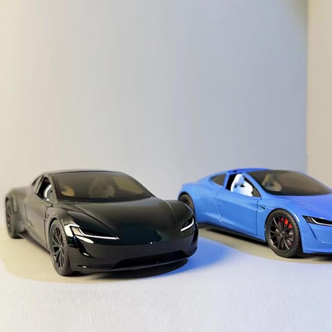 1/24 Diecast Roadster Model Car with Pull Back Function, Sound and Light, Alloy Metal Vehicles Roadster Toy Cars Ideal Collectible for Kids Adults Enthusiasts, Great Birthday Gift (Black)