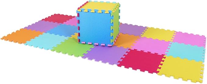 Meiqicool EVA Foam Puzzle Play Mat for Baby - Non Toxic Interlocking Soft Floor Tiles - Kids Toddler Infant Children Room and Yard Exercise Gym Decor - Multi Color，20pcs