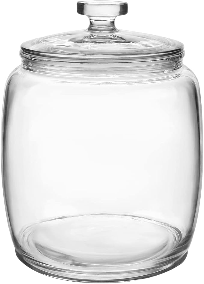 2.5 Gallon Glass Jars with Lids, Large Cookie Jars with Wide Opening, 1 Pack Glass Storage Jars with Lids for Kitchen, Great for Storage Flour, Rice, Sugar, Pasta, Candy