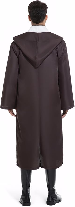 Men's Hooded Robe Tunic Cosplay Costume Knight Cloak Tunic Uniform Pants with Belt Full Set Halloween Outfits