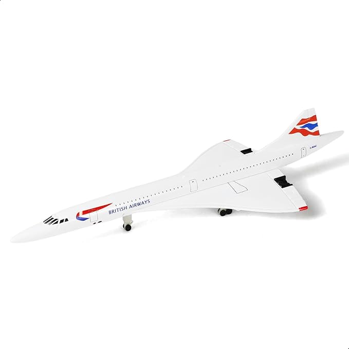 1/300 Scale Concorde for British Airways Diecast Metal Airplane Model Kit with Stand Concorde Model Plane for Creative Desktop Decorations or Aircraft Gifts(7.9-Inch L)