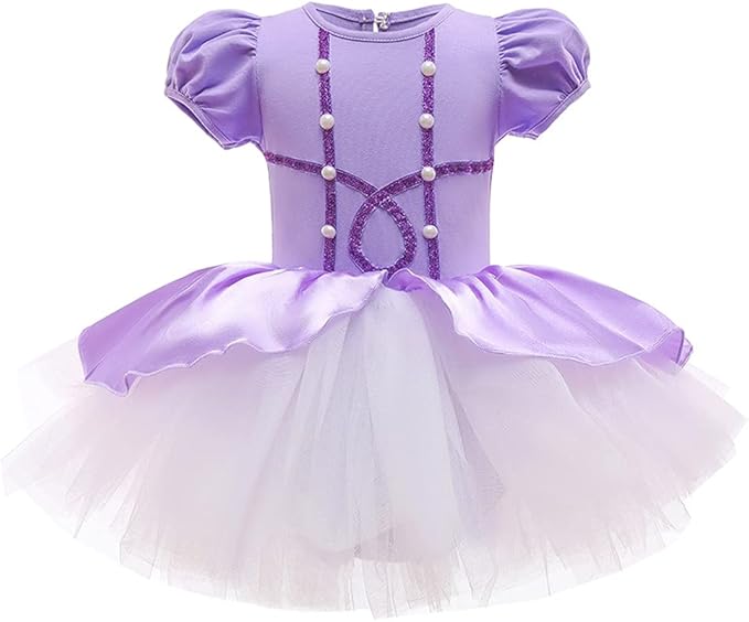 DYMCII Baby Girls Princess Ballet Dress Short Sleeve Leotards Skirted Tutu Dancewear Halloween Christmas Party Fancy Costume