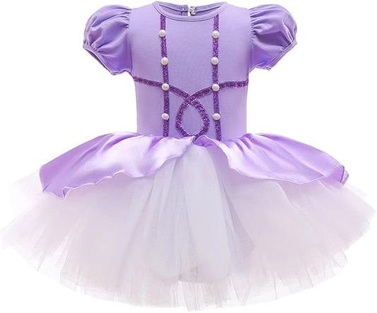 DYMCII Baby Girls Princess Ballet Dress Short Sleeve Leotards Skirted Tutu Dancewear Halloween Christmas Party Fancy Costume