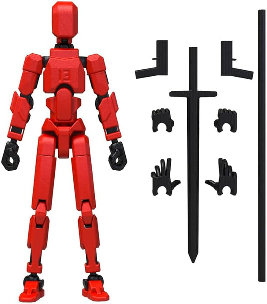 MerryXD T13 Action Figure,Assembly Completed Dummy Nova Titan Lucky 13 Action Figure 3D Printed Multi-Jointed Movable Toy Red