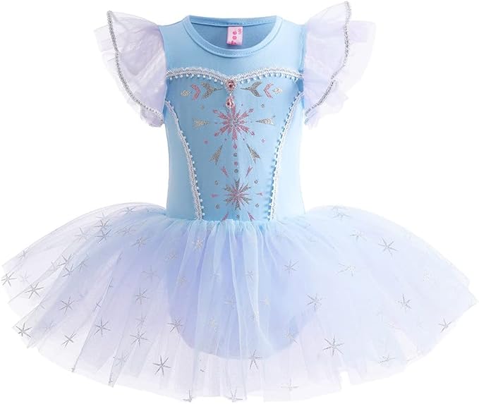 DYMCII Baby Girls Princess Ballet Dress Short Sleeve Leotards Skirted Tutu Dancewear Halloween Christmas Party Fancy Costume