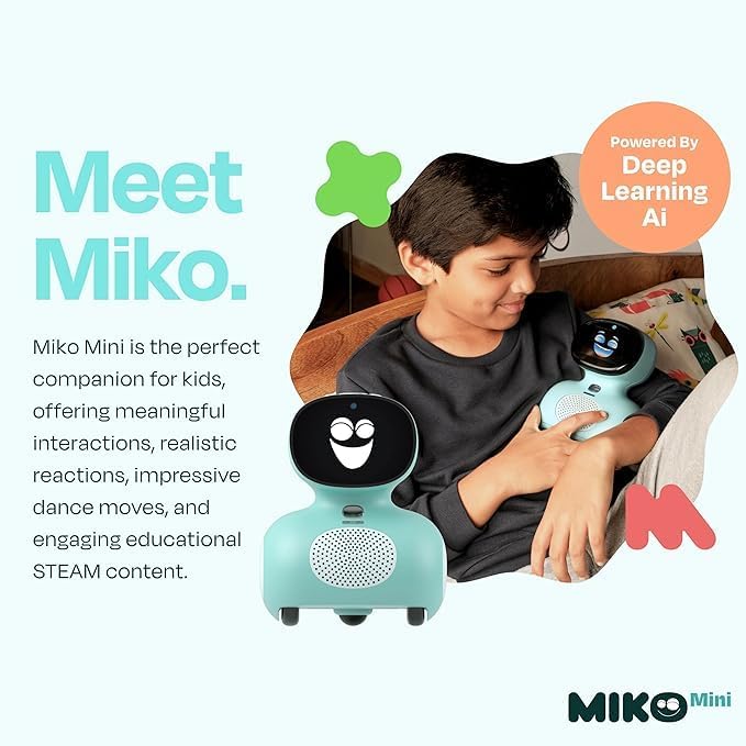 Miko Mini with 30 Days Free Miko Max: AI Robot for Kids | Fosters STEAM Learning & Education | Packed with Games, Dance, Singing | Child-Safe Conversational Learning | Ideal Gift for Boys & Girls 5+
