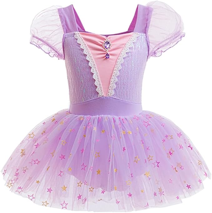 DYMCII Baby Girls Princess Ballet Dress Short Sleeve Leotards Skirted Tutu Dancewear Halloween Christmas Party Fancy Costume