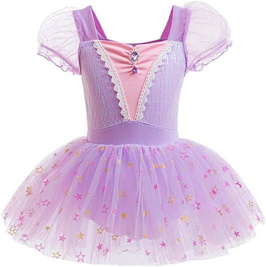 DYMCII Baby Girls Princess Ballet Dress Short Sleeve Leotards Skirted Tutu Dancewear Halloween Christmas Party Fancy Costume