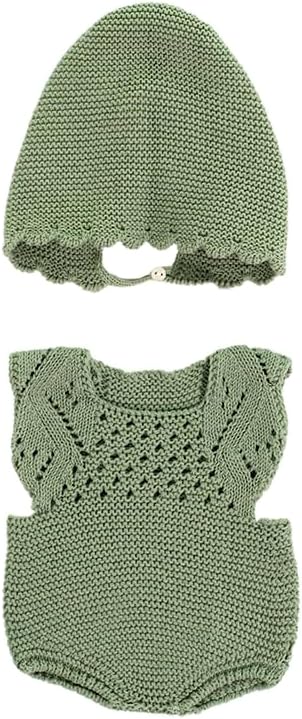 Miniland Clothes for Dolls 15 3/4'' Knitted Outfit Overall & Beanie Hat - ECO, Made in Spain, Quality, Role Play, Educational