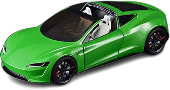 1/24 Diecast Roadster Model Car with Pull Back Function, Sound and Light, Alloy Metal Vehicles Roadster Toy Car Ideal Collectible for Kids Adults Enthusiasts, Great Birthday Gift (Green)