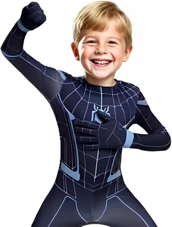 Kids Superhero Costumes Jumpsuit with Mask - Halloween Spandex Cosplay Suit Bodysuit for Boys