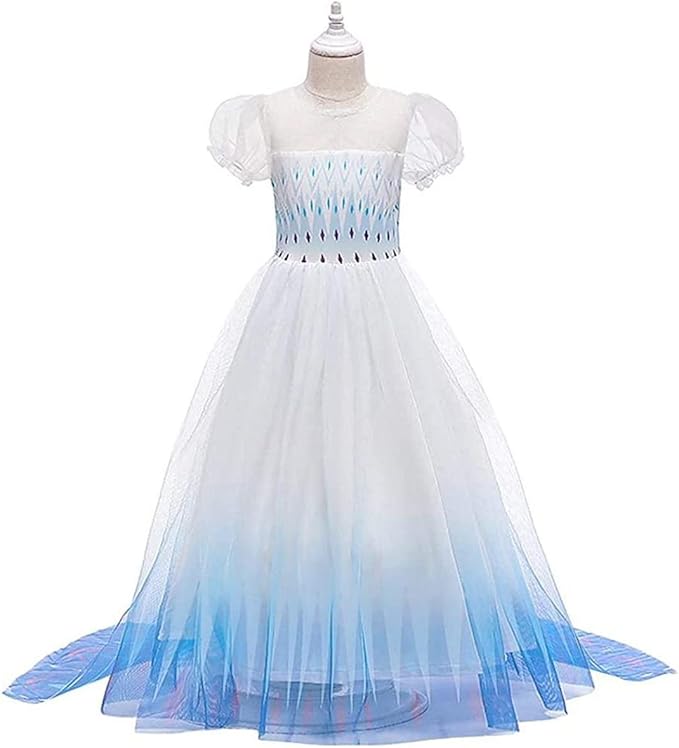 REXREII Little Girls Princess Dress Frozen Elsa Costume Halloween Cosplay Christmas Birthday Party Gown w/Accessories