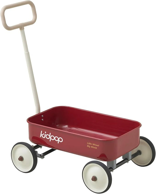 PULA-Wild 2-in-1 Kids' Pull-Along Wagon Toddlers Push Walker for 2.5-8 Adjustable Handlebar, Birthday Gifts Max Weight 33 lbs (Red)