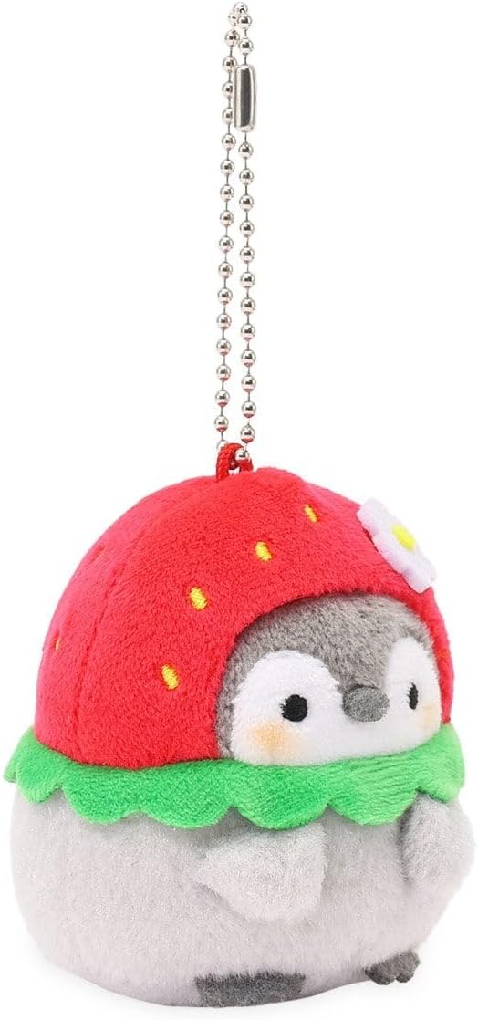 Mini Plush – 3" Penguin Plush with Strawberry Hat – Officially Licensed Collectible Kawaii Toy Charm