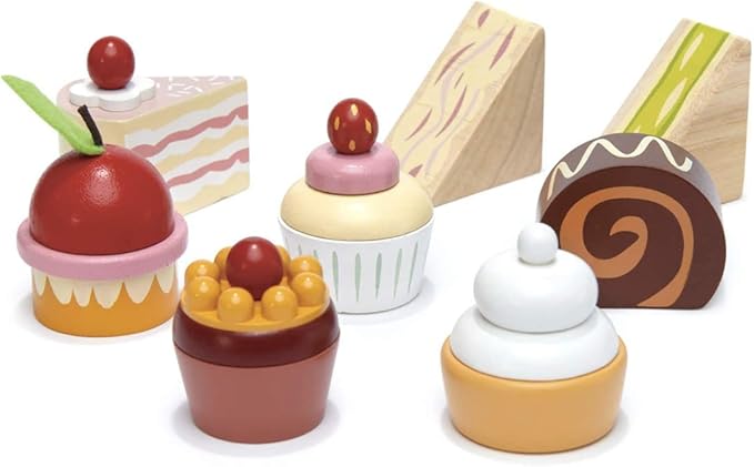 Tender Leaf Toys - Mini Chef Birdie Afternoon Tea Stand – Realistic English Sandwich, Cake and Pastry Tower for Pretend Play High-Tea Party - Social, Creative, and Imaginative Role Play - Age 3+