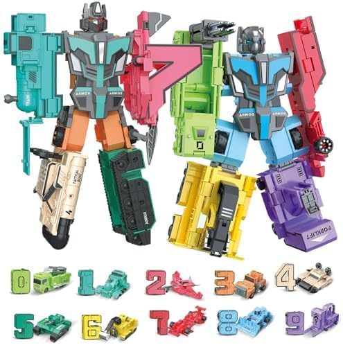 Number Robots Transformers Toys for Kids Ages 3-8, 12.3" Giant Buildable Robot Set, Number Blocks for Learning & Play, STEM Educational Toys for Boys & Girls Gifts
