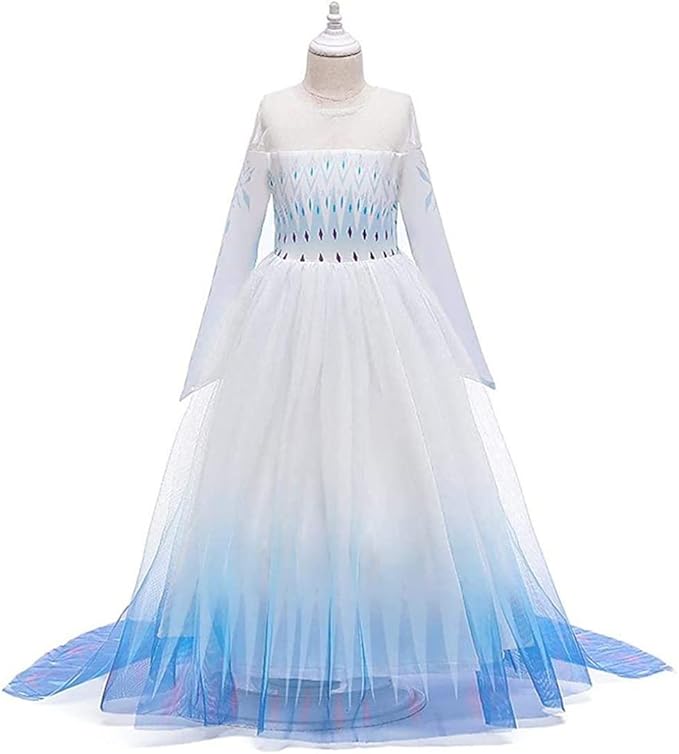 REXREII Little Girls Princess Dress Frozen Elsa Costume Halloween Cosplay Christmas Birthday Party Gown w/Accessories