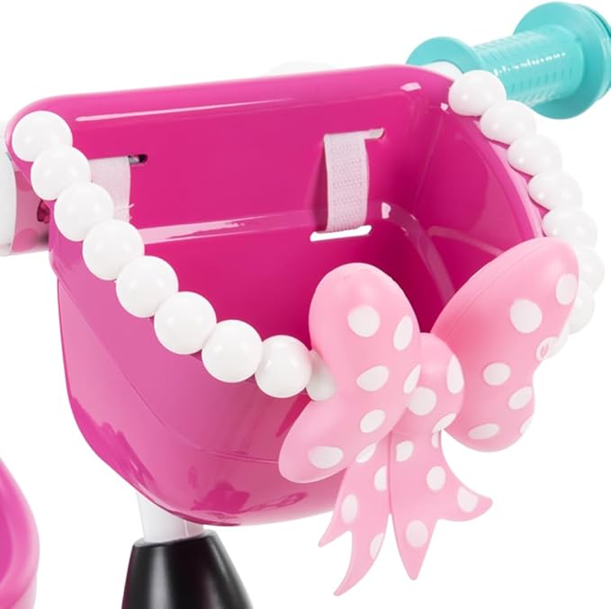 Huffy Disney Minnie Mouse Girl's Trike, Ideal for Ages 3+, Minnie Mouse Graphics, Pink Handlebar Bow Basket, Storage Bins for Snacks or Toys, Sturdy and Durable, Safe for Toddlers