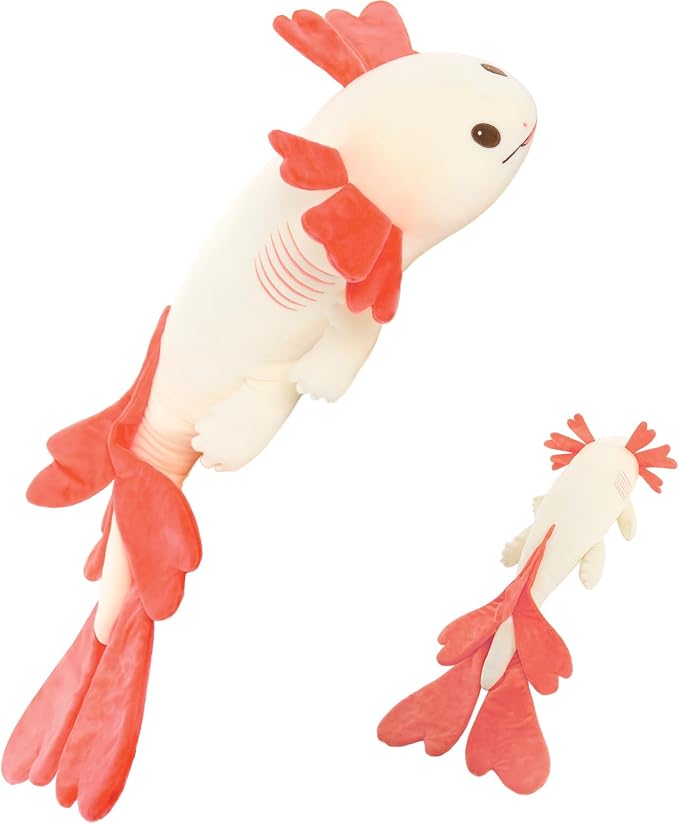 MaoGoLan Large Axolotl Plush Body Pillow, XL Axolotl Stuffed Animal for Kids, 44" Long Salamander Plush Pillow,Christmas Birthday Gifts Pink