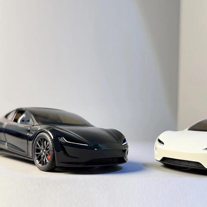 1/24 Diecast Roadster Model Car with Pull Back Function, Sound and Light, Alloy Metal Vehicles Roadster Toy Car Ideal Collectible for Kids Adults Enthusiasts, Great Birthday Gift (White)