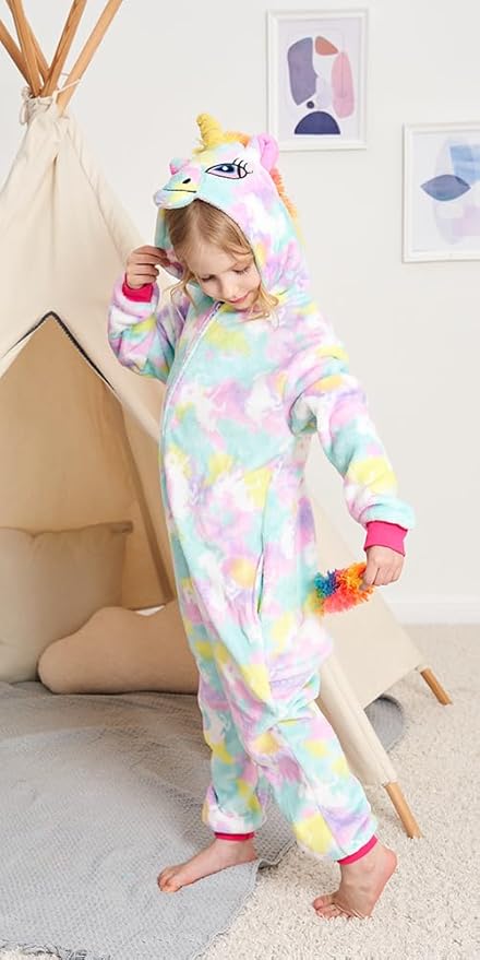 Kids Unicorn Onesie Pajamas One-Piece Cosplay Costume Animal Sleepwear Girls And Boys