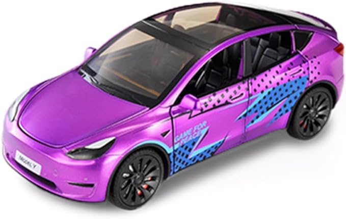 1/24 Model Y Toy Cars Alloy Diecast Model, Pull Back Model Y M-odel Car with Light, Big Mo-del Y Diecast Cars Mode-l Toy Suitable for Kids Adults Birthday Gift (Purple)