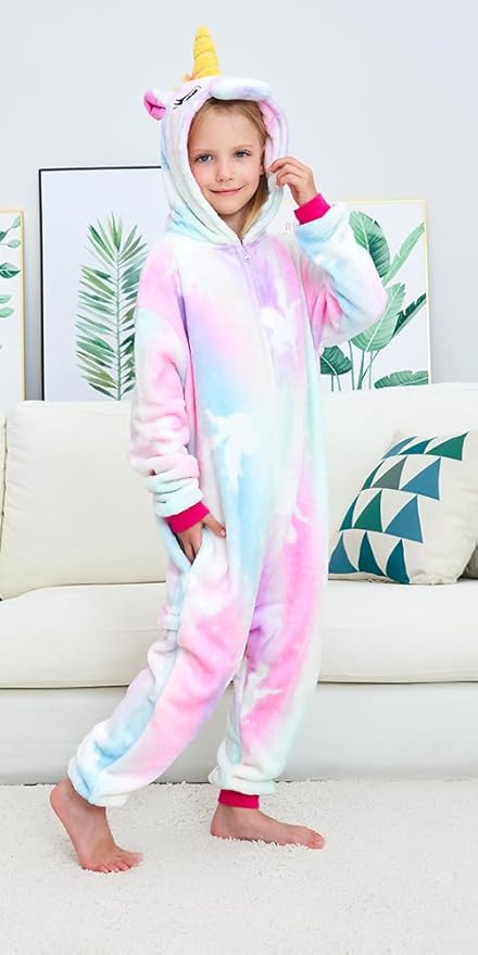 Kids Unicorn Onesie Pajamas One-Piece Cosplay Costume Animal Sleepwear Girls And Boys