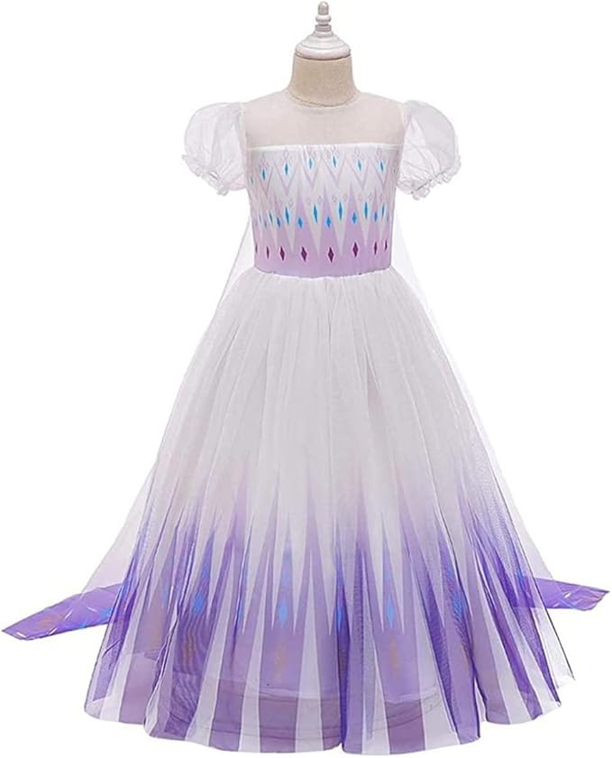 REXREII Little Girls Princess Dress Frozen Elsa Costume Halloween Cosplay Christmas Birthday Party Gown w/Accessories