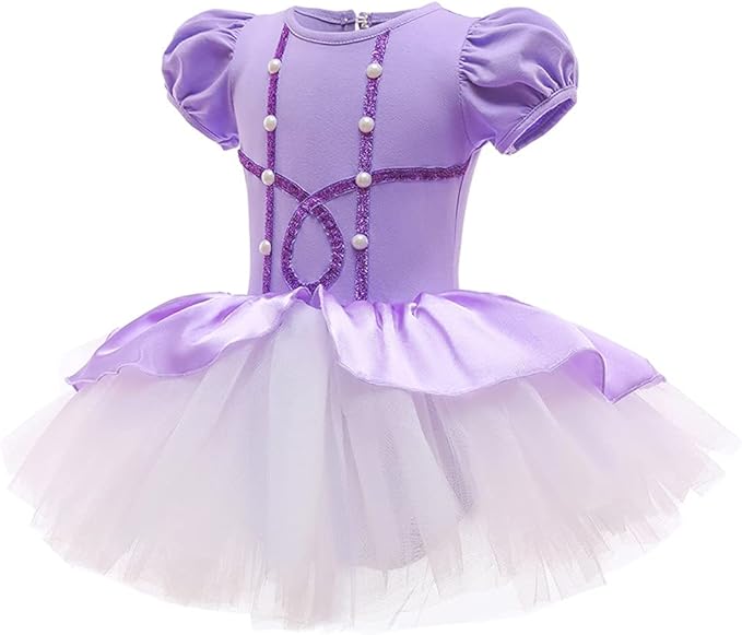 DYMCII Baby Girls Princess Ballet Dress Short Sleeve Leotards Skirted Tutu Dancewear Halloween Christmas Party Fancy Costume