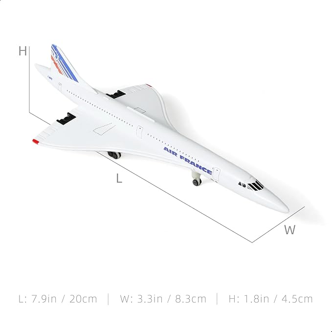 1/300 Scale Concorde for Air France Diecast Metal Airplane Model Kit with Stand Concorde Model Plane for Creative Desktop Decorations or Aircraft Gifts(7.9-Inch L)