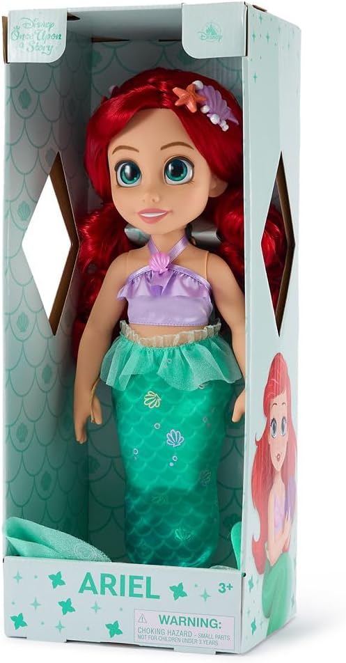 Disney Store Official Ariel Once Upon a Story Doll - 16 Inch Disney Princess Toys Featuring Reflective Eyes with 3D Pupil and Iris, Detailed Costume, Hair Comb - Comes in Display Box