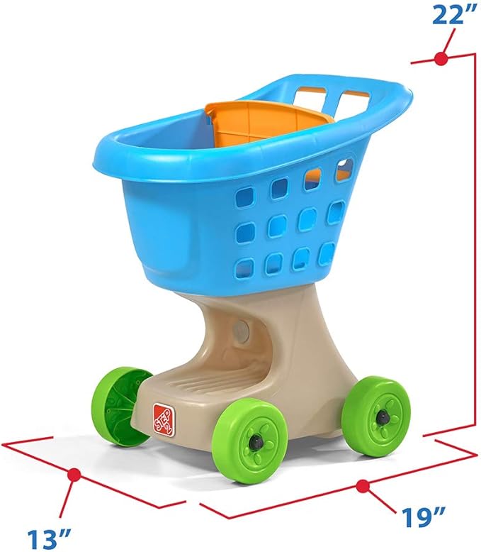 Step2 Little Helper's Shopping Cart for Kids, Play Grocery Cart, Made of Durable Plastic, for Toddlers 2+ Years Old, Blue