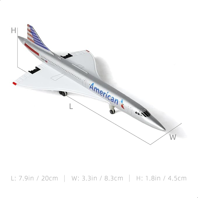 1/300 Scale AA Concorde Diecast Metal Airplane Model Kit with Stand Fantasy Concorde Model Plane for Adult Creative Decorations or Aircraft Souvenirs (7.9-Inch L)
