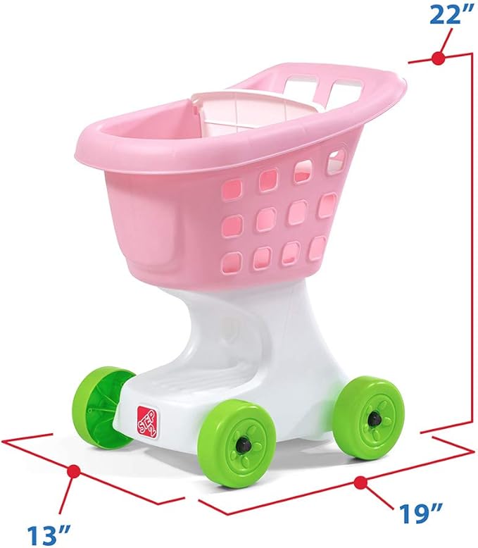 Step2 Little Helper's Shopping Cart for Kids, Play Grocery Cart, Made of Durable Plastic, for Toddlers 2+ Years Old, Pink