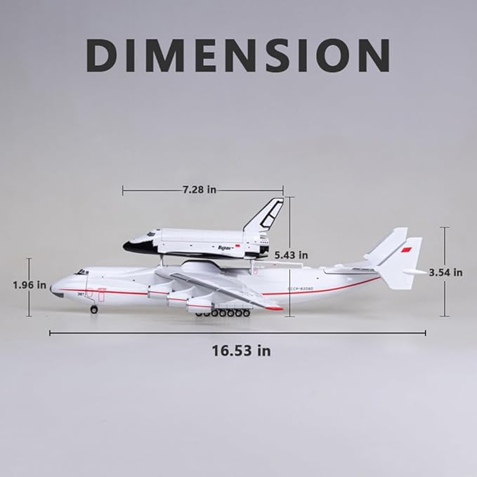 Large Model Airplane, 1/200 Ukraine Antonov 225 Model Airplane, Resin Aircraft Model Transport Airplane Model for Aircraft Enthusiasts Collection and Home Office Desk Decor (An-225+Spacecraft)