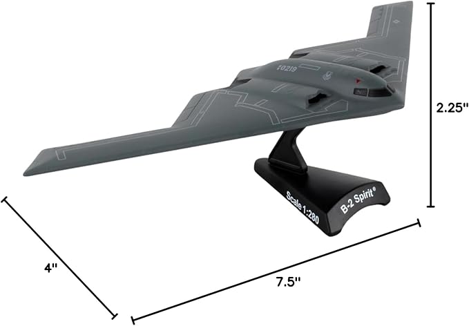 Daron B-2 Spirit Stealth Bomber Die-Cast Model – 1:280 Scale Long-Range Strategic Aircraft Replica with Display Stand, Highly Detailed, 3” Length x 7.4” Wingspan, Adult Collectible Ages 14+