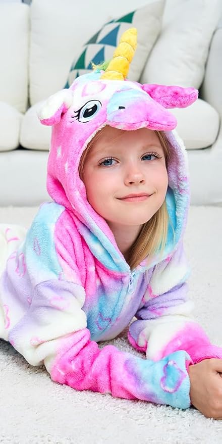 Kids Unicorn Onesie Pajamas One-Piece Cosplay Costume Animal Sleepwear Girls And Boys