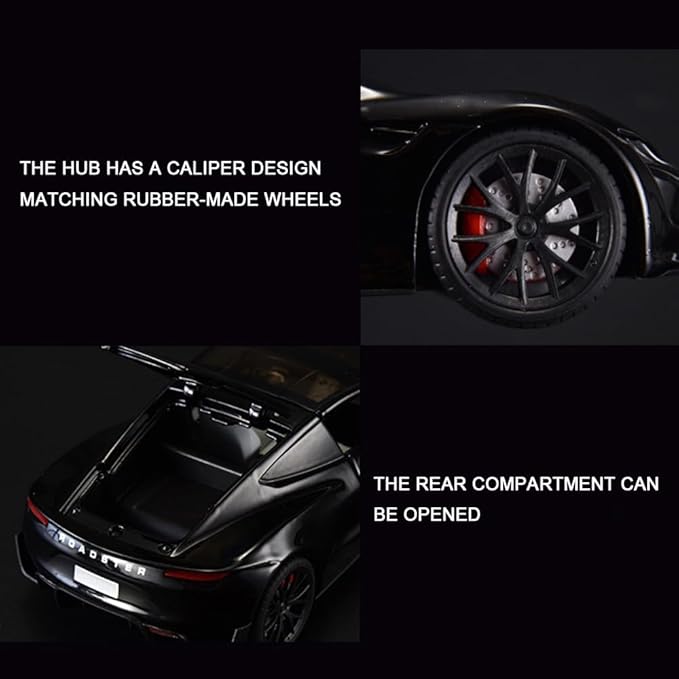 1/24 Diecast Roadster Model Car with Pull Back Function, Sound and Light, Alloy Metal Vehicles Roadster Toy Car Ideal Collectible for Kids Adults Enthusiasts, Great Birthday Gift (Green)