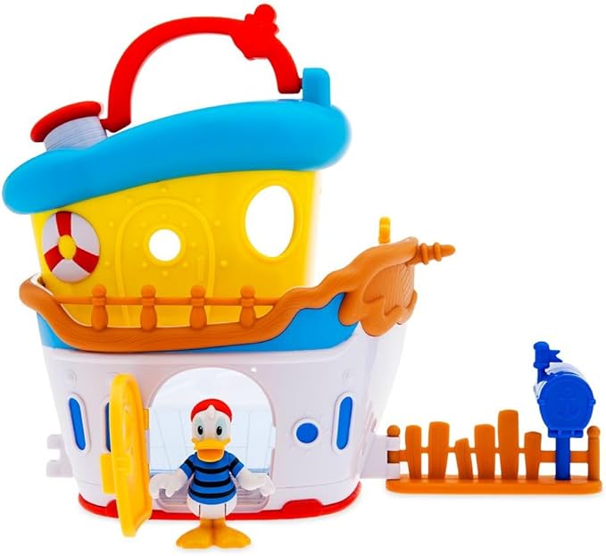 Disney Store Official Donald Duck House Boat Play Set - Interactive Playhouse Junior Toys - Poseable Donald, 12-Piece Set, Perfect for Toddlers