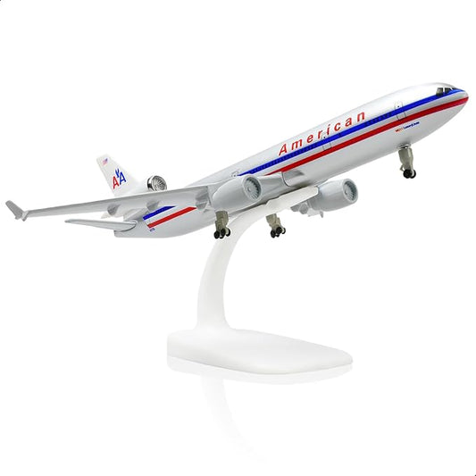 MD-11 American 1/300 Diecast Metal Airplane Model with Stand -Alloy Airplane Model for Adult(N1753) -8.3 inches Aircraft Model for Aviation Enthusiasts Gifts, Display Decorations