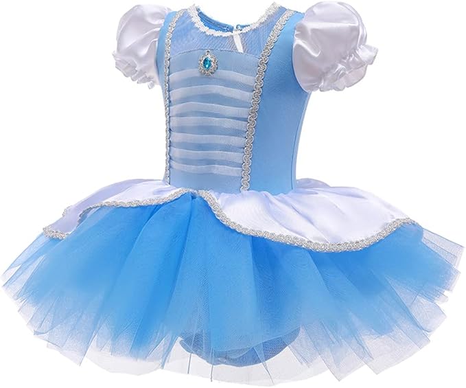 DYMCII Baby Girls Princess Ballet Dress Short Sleeve Leotards Skirted Tutu Dancewear Halloween Christmas Party Fancy Costume