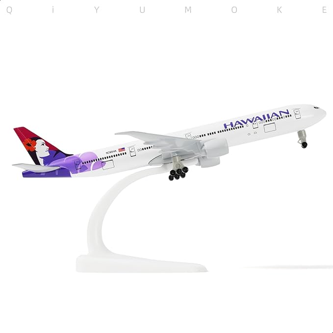 777 Hawaiian 1/300 Diecast Metal Airplane Model with Stand -777 Airplane Model for Adult with Stand (8.3 inches Long) Aviation Enthusiasts Gifts, Desktop Display Decorations